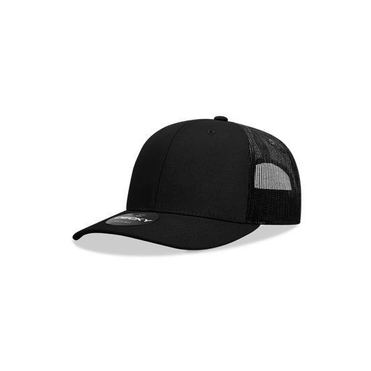 Decky 5019 Youth 6 Panel Mid Profile Structured Cotton Trucker - Black