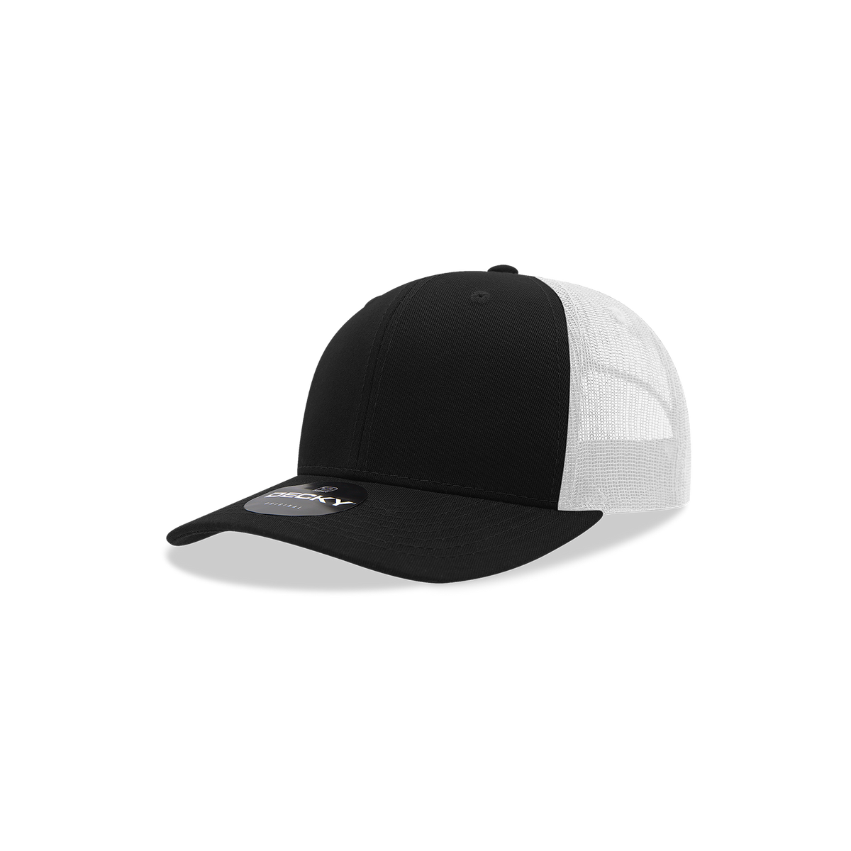 Decky 5019 Youth 6 Panel Mid Profile Structured Cotton Trucker - Black/White