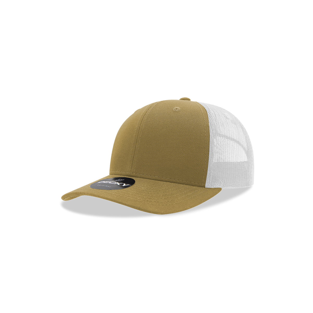 Decky 5019 Youth 6 Panel Mid Profile Structured Cotton Trucker - Khaki/White