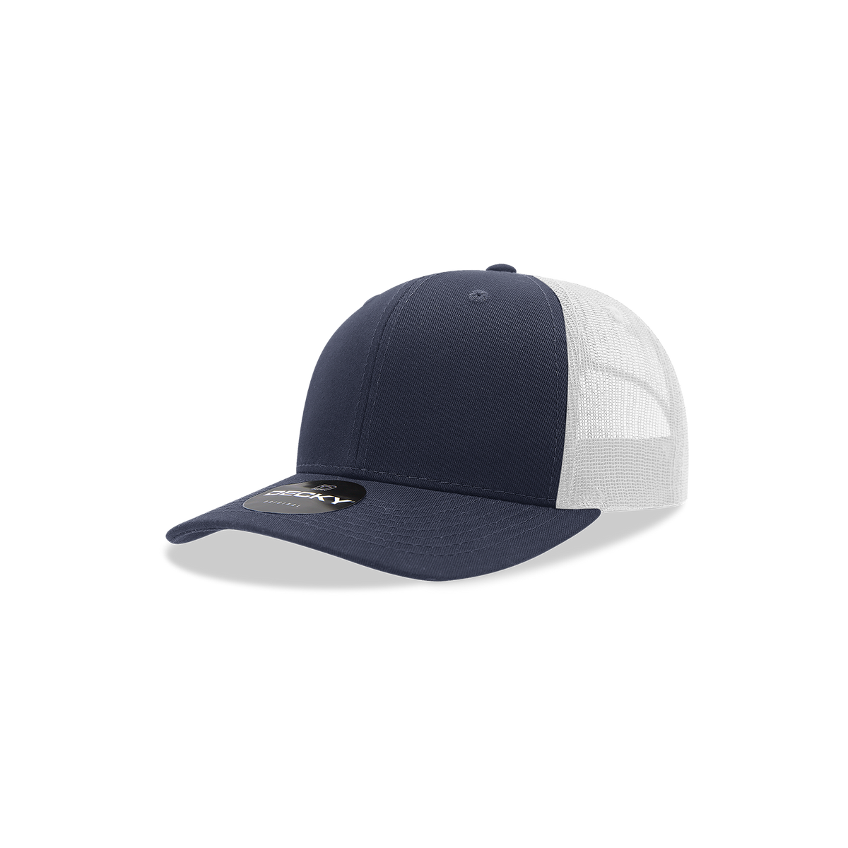 Decky 5019 Youth 6 Panel Mid Profile Structured Cotton Trucker - Navy/White