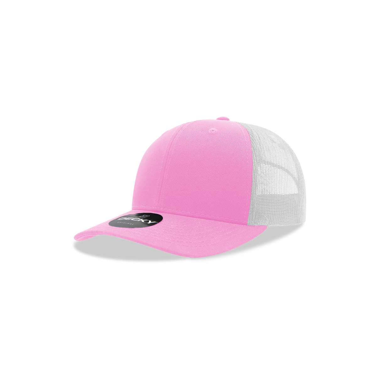 Decky 5019 Youth 6 Panel Mid Profile Structured Cotton Trucker - Pink/White