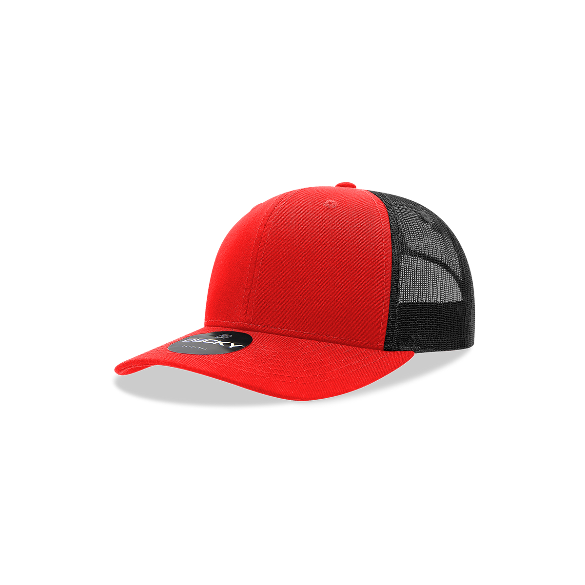 Decky 5019 Youth 6 Panel Mid Profile Structured Cotton Trucker - Red/Black