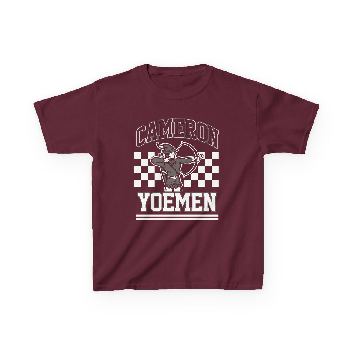Cameron Yoemen Kids T‑Shirt — Youth Yoemen Mascot Tee - Maroon