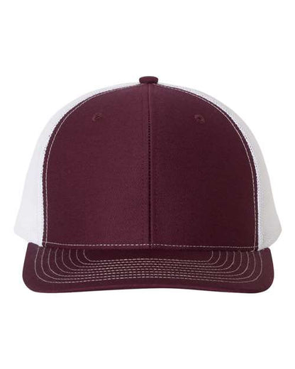 Richardson 112 Snapback Trucker Cap - Maroon/ White