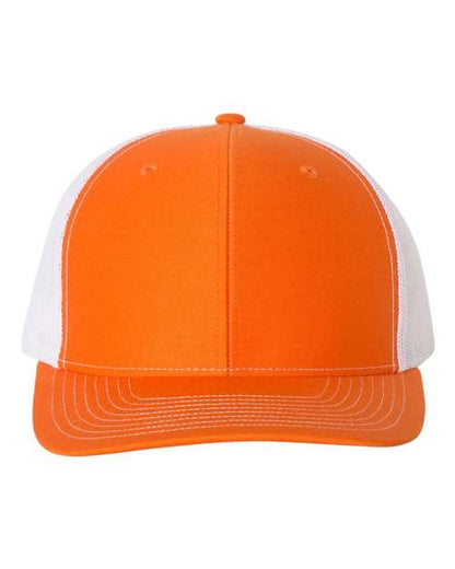 Richardson 112 Snapback Trucker Cap - Orange/ White