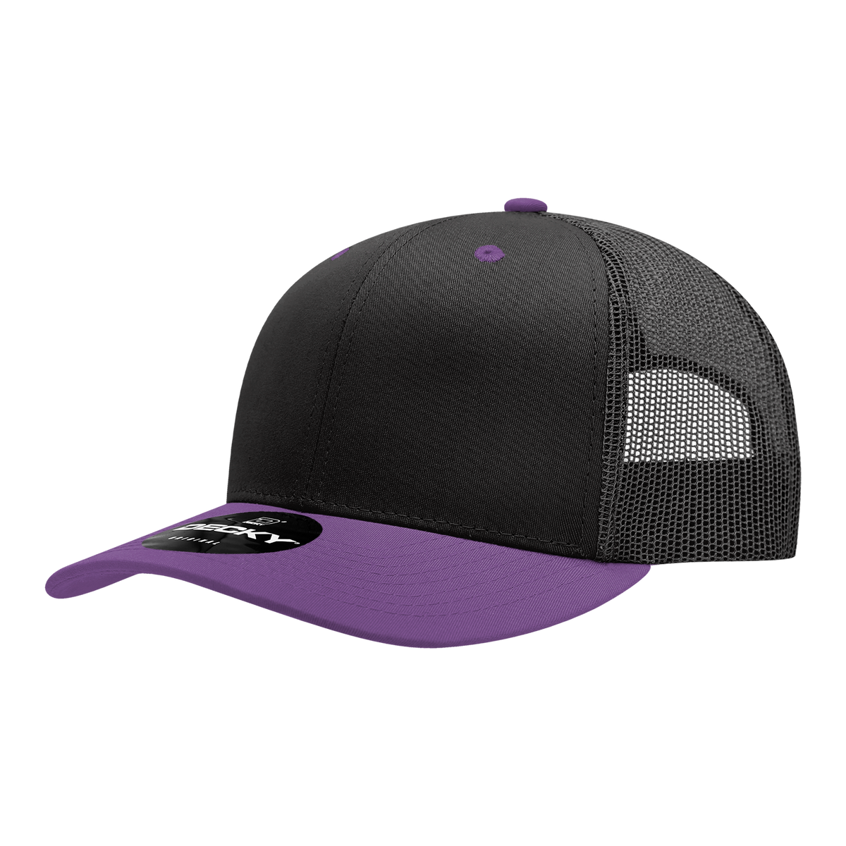 Decky 6021 6 Panel Mid Profile Classic Trucker - BLK/PUR