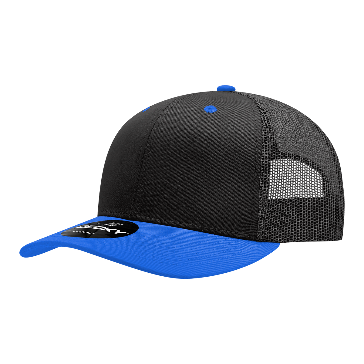 Decky 6021 6 Panel Mid Profile Classic Trucker - BLK/RYL