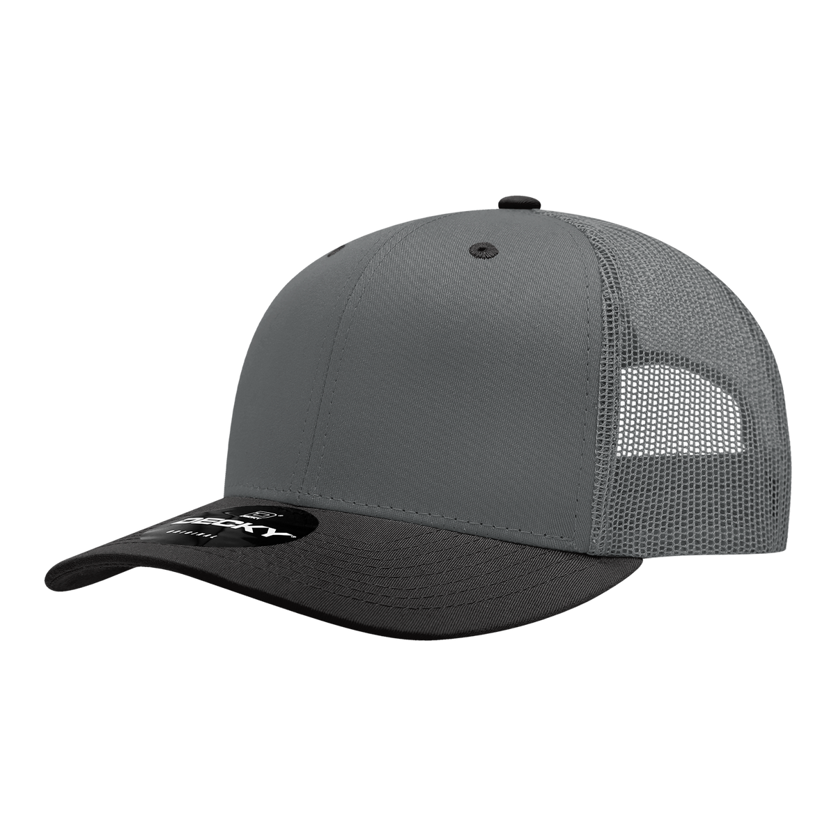 Decky 6021 6 Panel Mid Profile Classic Trucker - Charcoal/Black