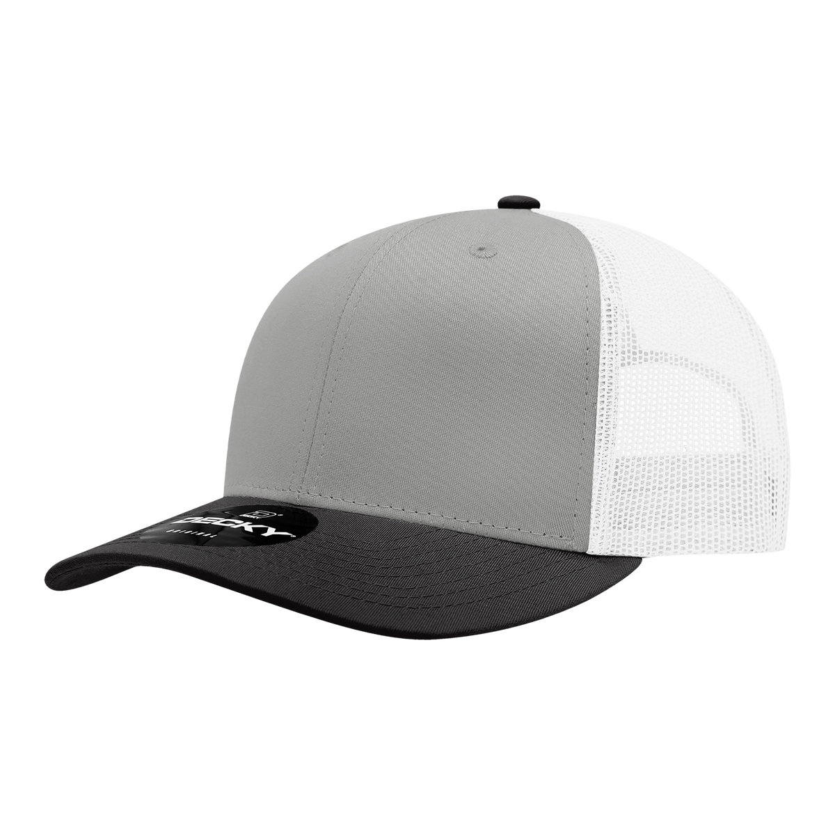 Decky 6021 6 Panel Mid Profile Classic Trucker - BLACK/GREY/WHITE