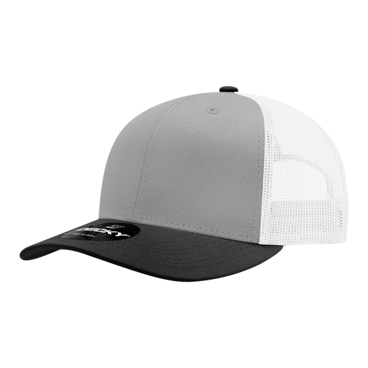 Decky 6021 6 Panel Mid Profile Classic Trucker - BLACK/GREY/WHITE