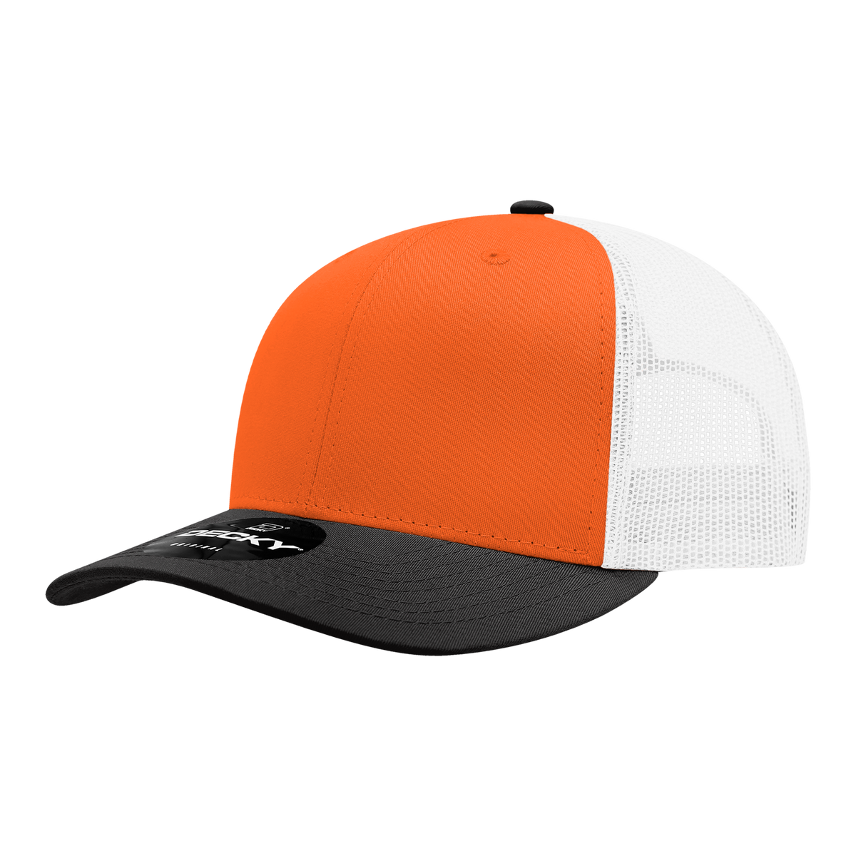 Decky 6021 6 Panel Mid Profile Classic Trucker - BLK/ORN/WHT