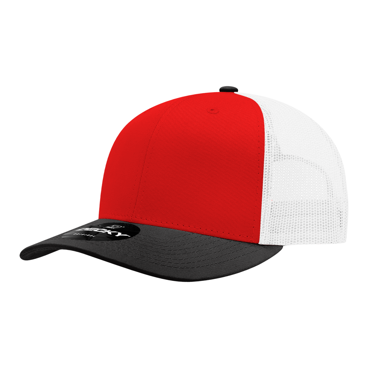 Decky 6021 6 Panel Mid Profile Classic Trucker - BLK/RED/WHT