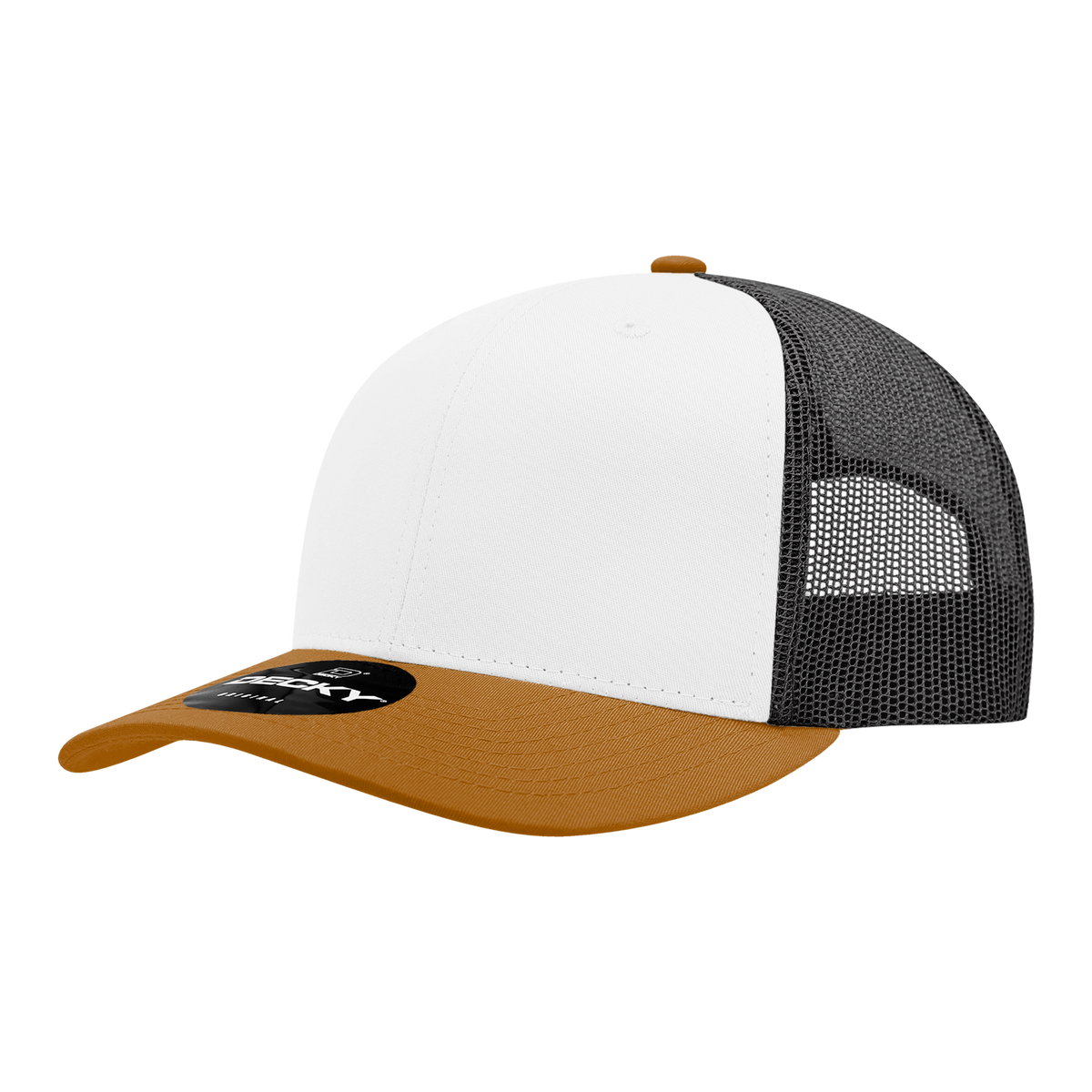 Decky 6021 6 Panel Mid Profile Classic Trucker - COYOTE/WHT/BLACK