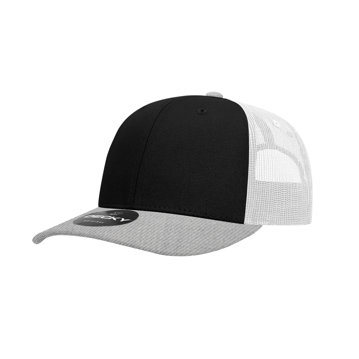 Decky 6021 6 Panel Mid Profile Classic Trucker - HGY/BLK/WHT