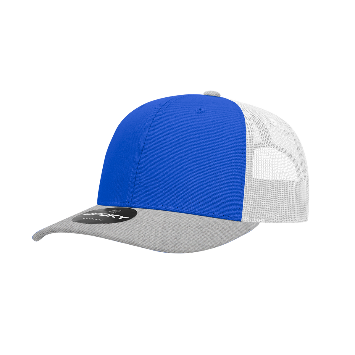 Decky 6021 6 Panel Mid Profile Classic Trucker - HGY/RYL/WHT