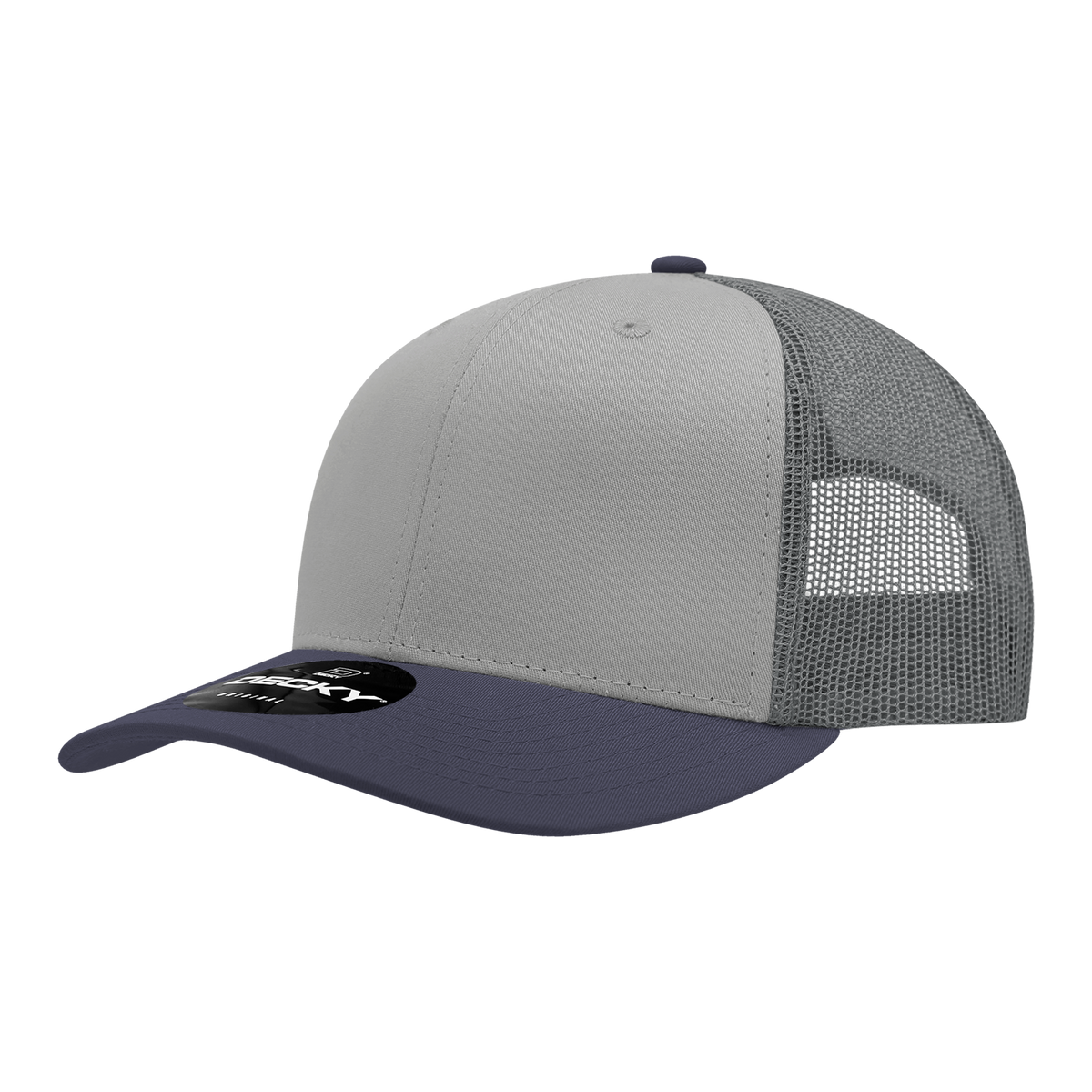 Decky 6021 6 Panel Mid Profile Classic Trucker - NVY/GRY/CHA