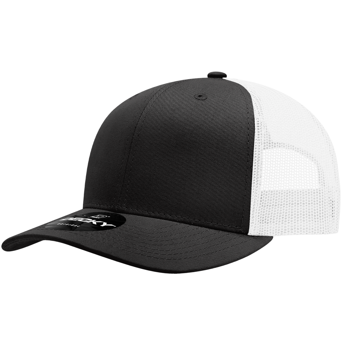 Decky 6021 6 Panel Mid Profile Classic Trucker - BLK/WHT