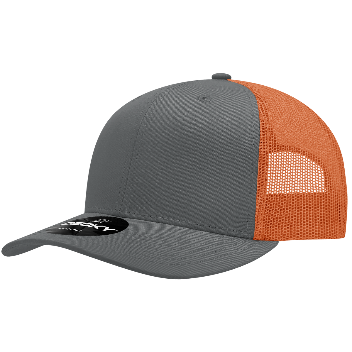 Decky 6021 6 Panel Mid Profile Classic Trucker - Charcoal/Orange
