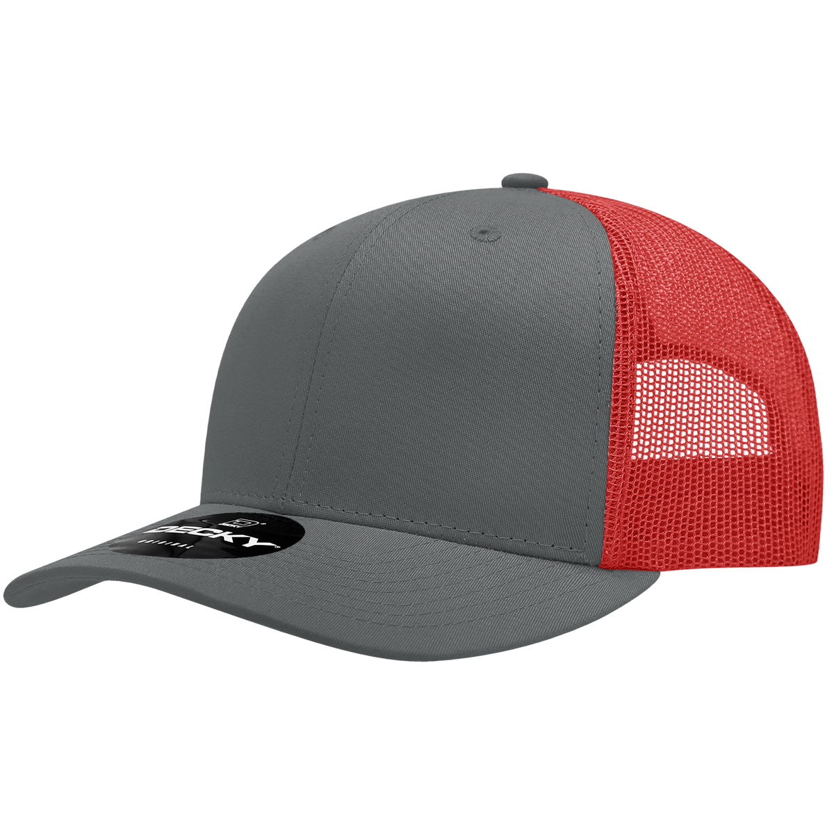 Decky 6021 6 Panel Mid Profile Classic Trucker - CHA/RED