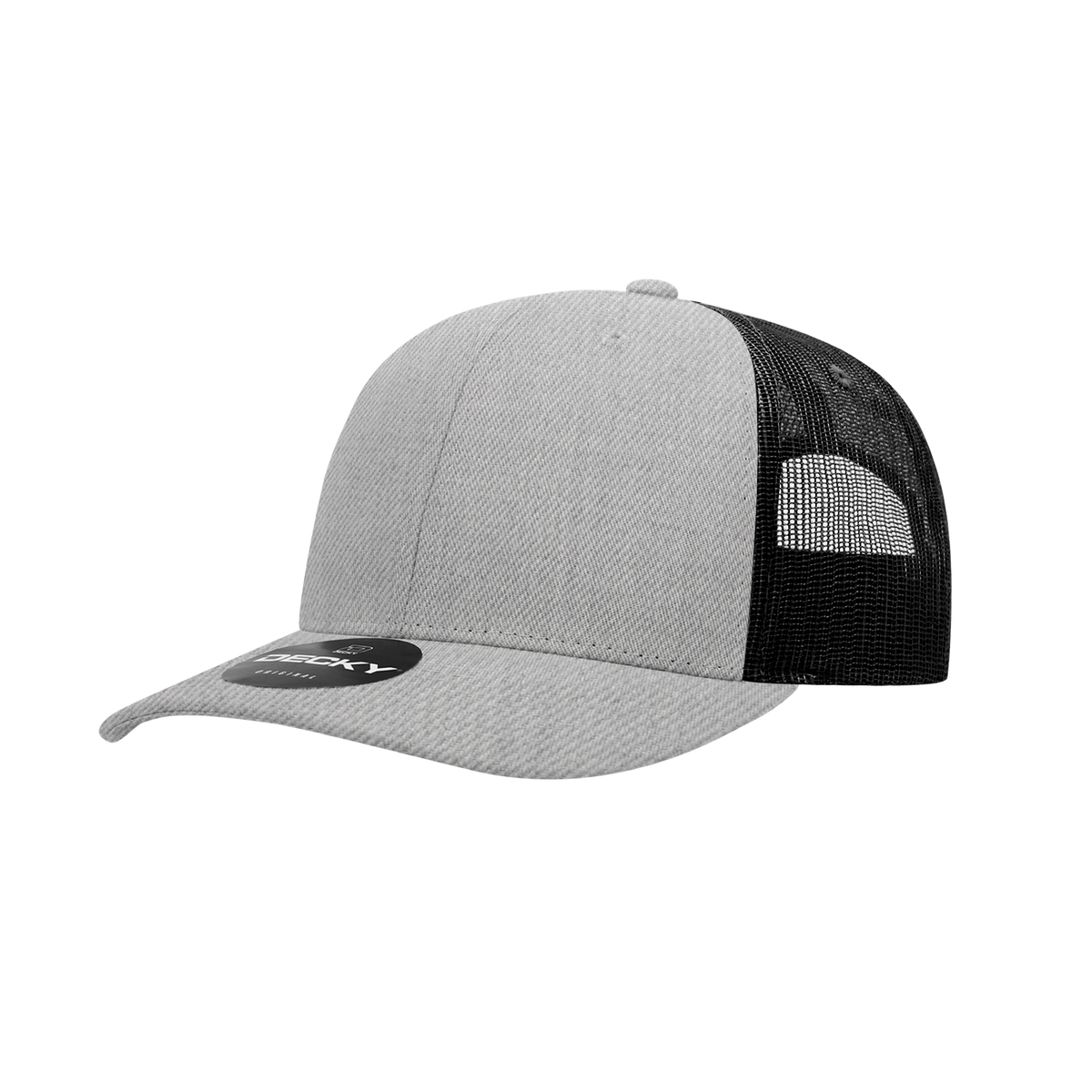 Decky 6021 6 Panel Mid Profile Classic Trucker - Heather  Grey/Black