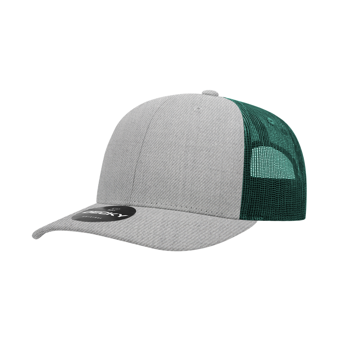 Decky 6021 6 Panel Mid Profile Classic Trucker - Heather  Grey/Forest
