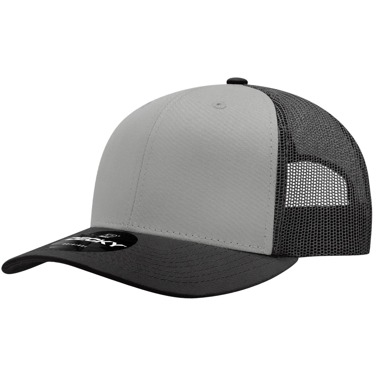 Decky 6021 6 Panel Mid Profile Classic Trucker - BLK/GRY/BLK
