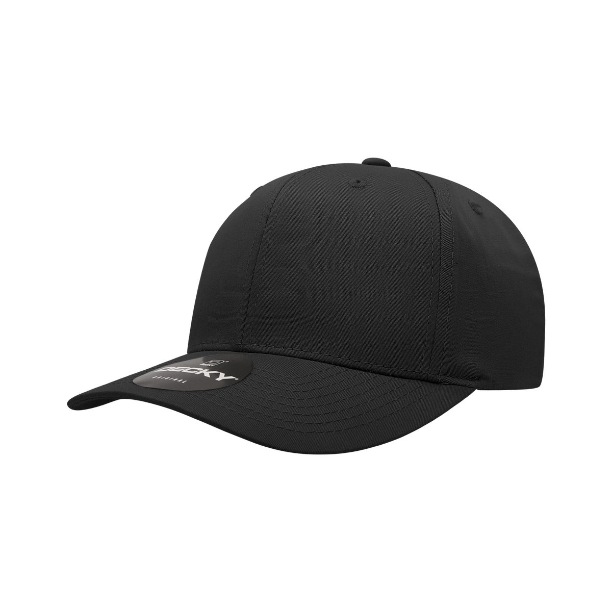 Decky 6022 6 Panel Mid Profile Structured Cotton Snapback - Black