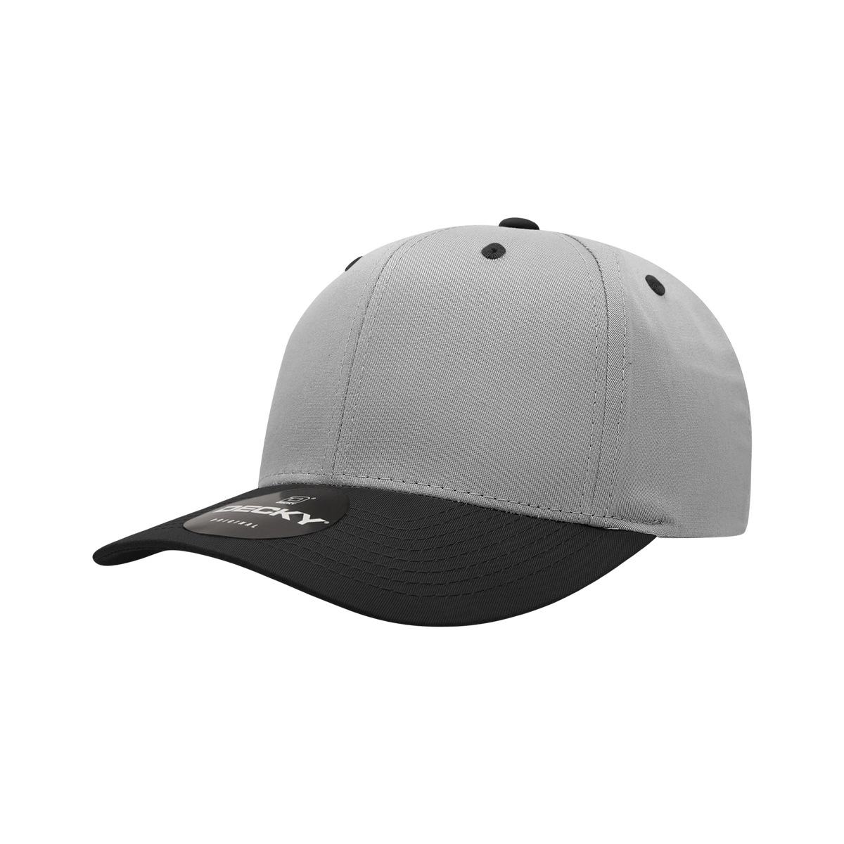 Decky 6022 6 Panel Mid Profile Structured Cotton Snapback - Grey/Black