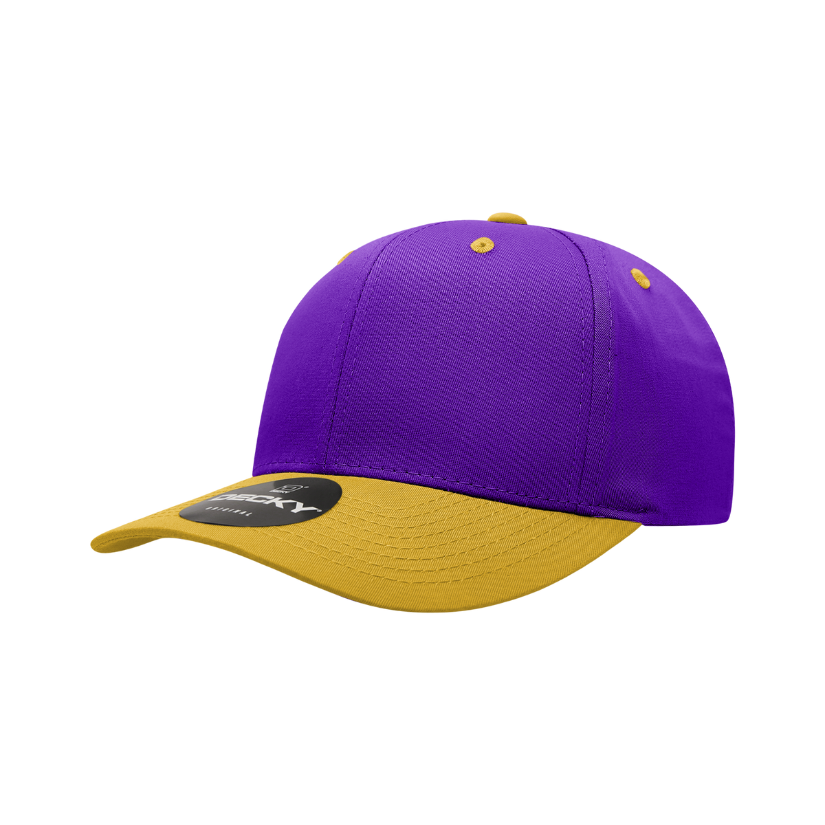 Decky 6022 6 Panel Mid Profile Structured Cotton Snapback - Purple/Gold