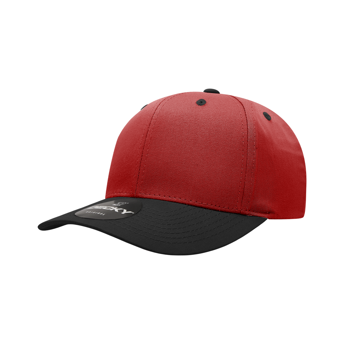 Decky 6022 6 Panel Mid Profile Structured Cotton Snapback - Red/Black