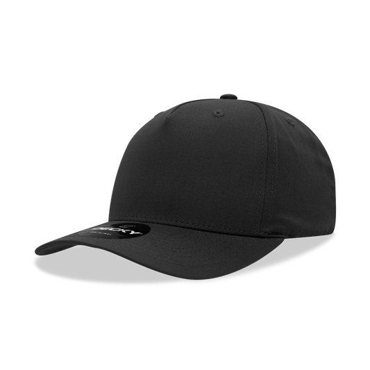 Decky 6024 5 Panel Mid Profile Structured Cotton Blend Cap - Black