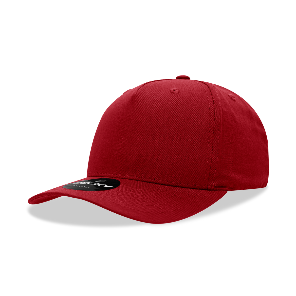 Decky 6024 5 Panel Mid Profile Structured Cotton Blend Cap - Cardinal