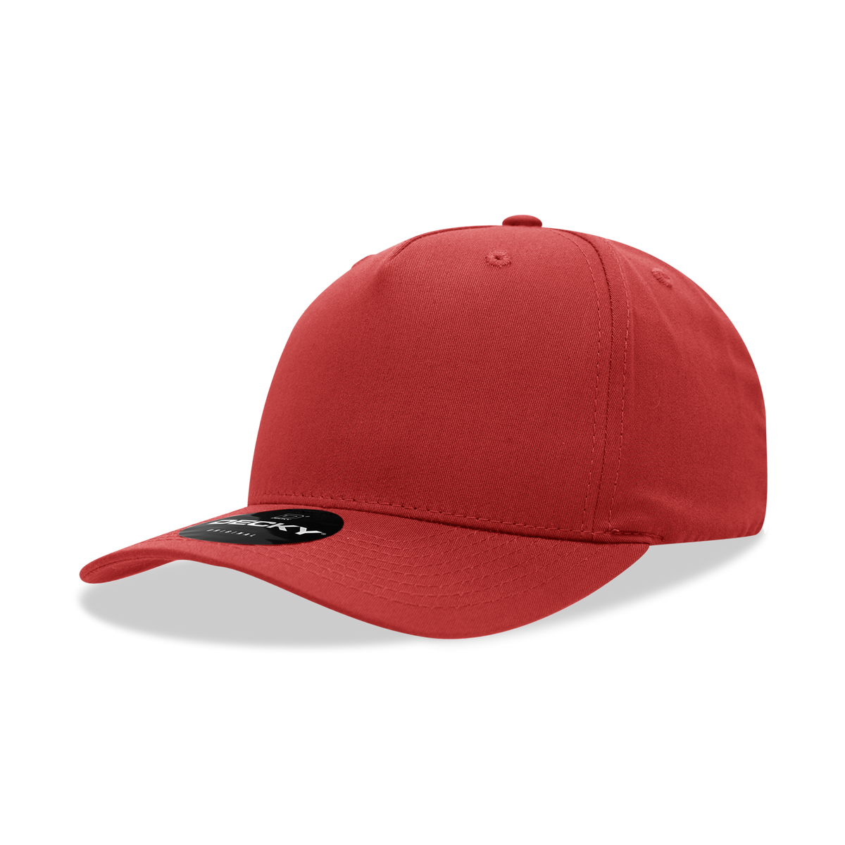 Decky 6024 5 Panel Mid Profile Structured Cotton Blend Cap - Red