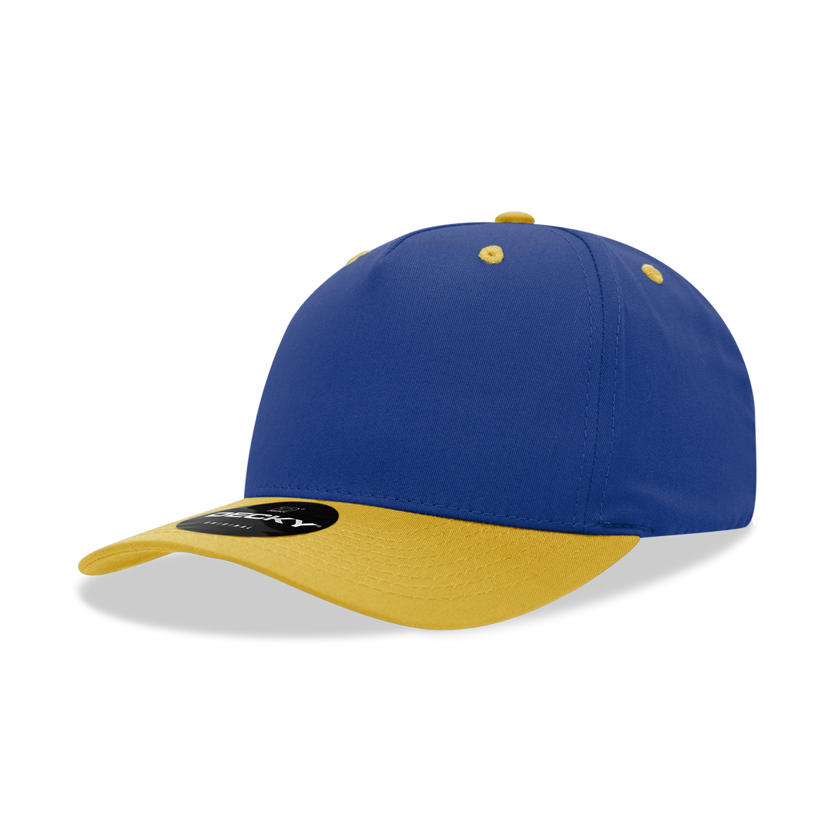 Decky 6024 5 Panel Mid Profile Structured Cotton Blend Cap - Royal/Gold