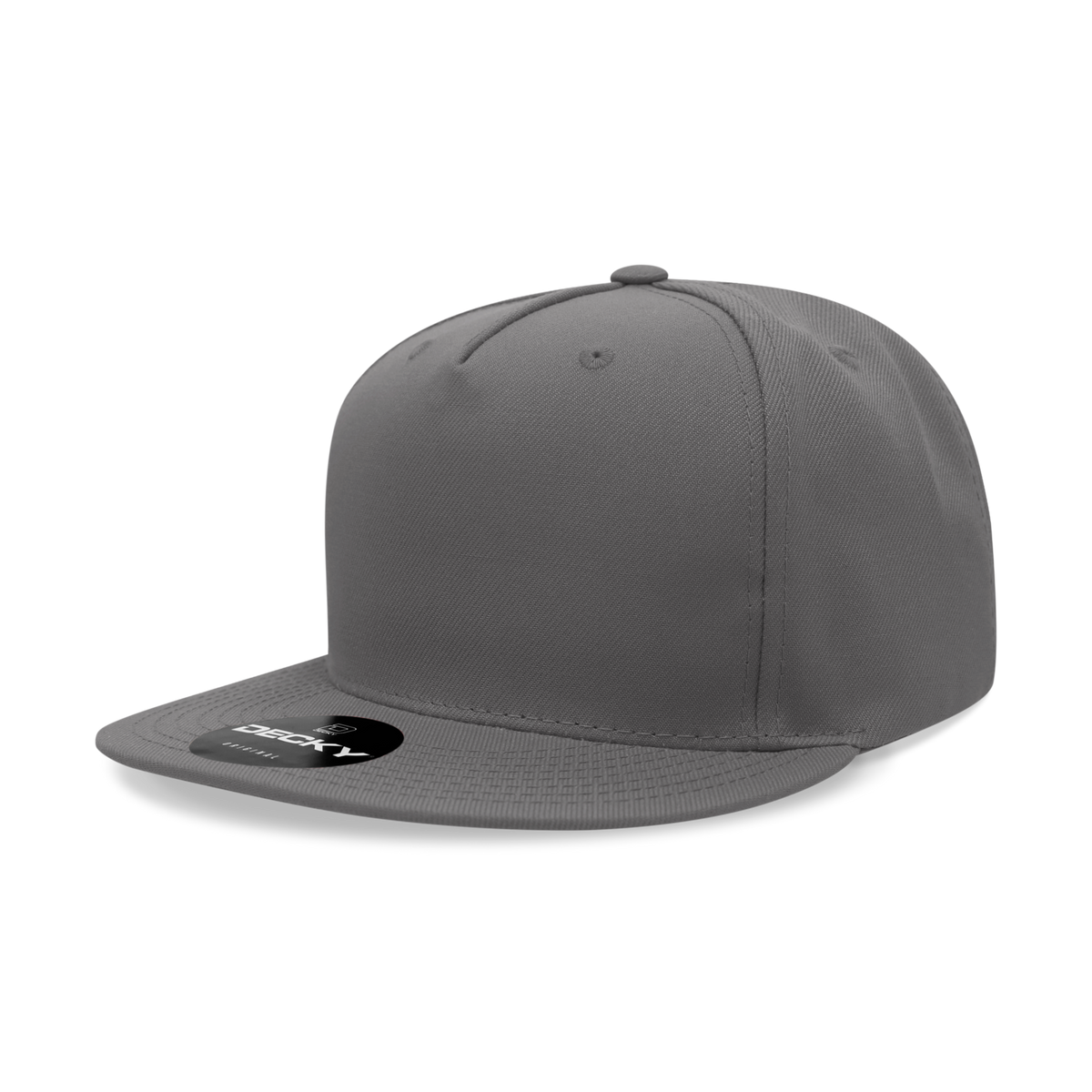 Decky 6029 5 Panel High Profile Polyester Flat Bill Snapback - Charcoal