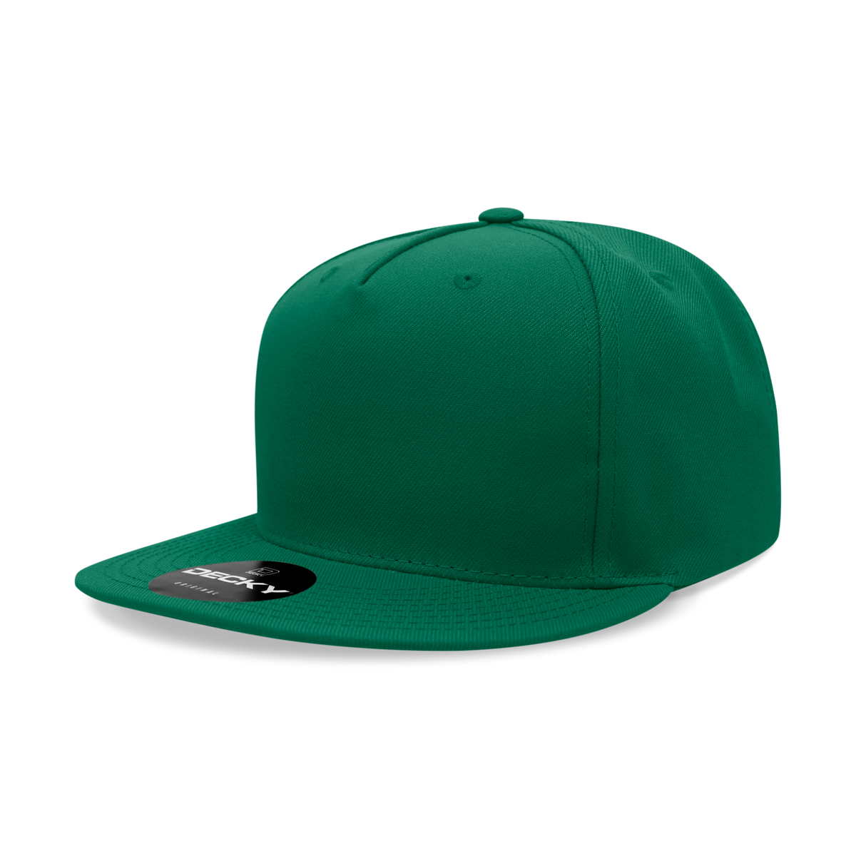 Decky 6029 5 Panel High Profile Polyester Flat Bill Snapback - Forest
