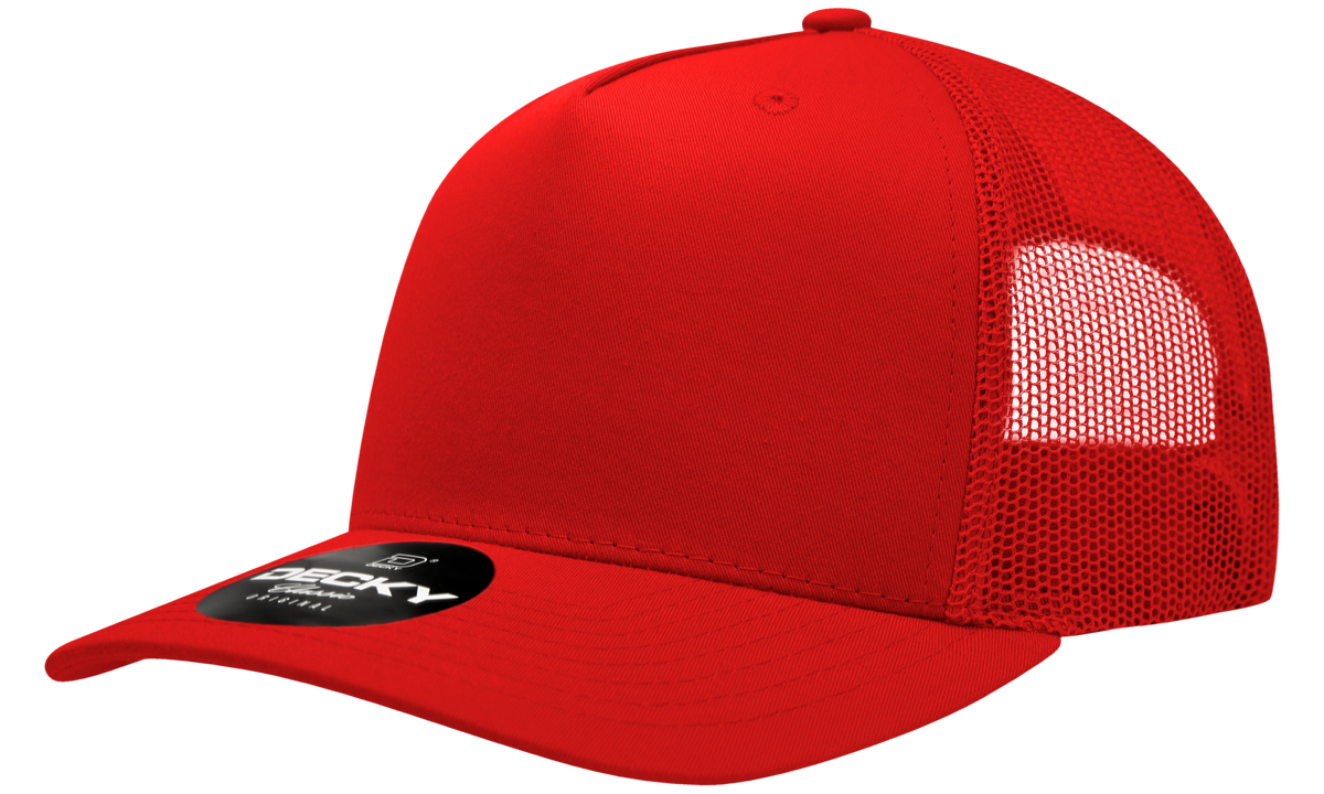 Decky 6030 5 Panel Mid Profile Structured Cotton Blend Trucker - Red