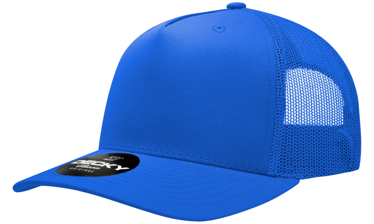 Decky 6030 5 Panel Mid Profile Structured Cotton Blend Trucker - Royal