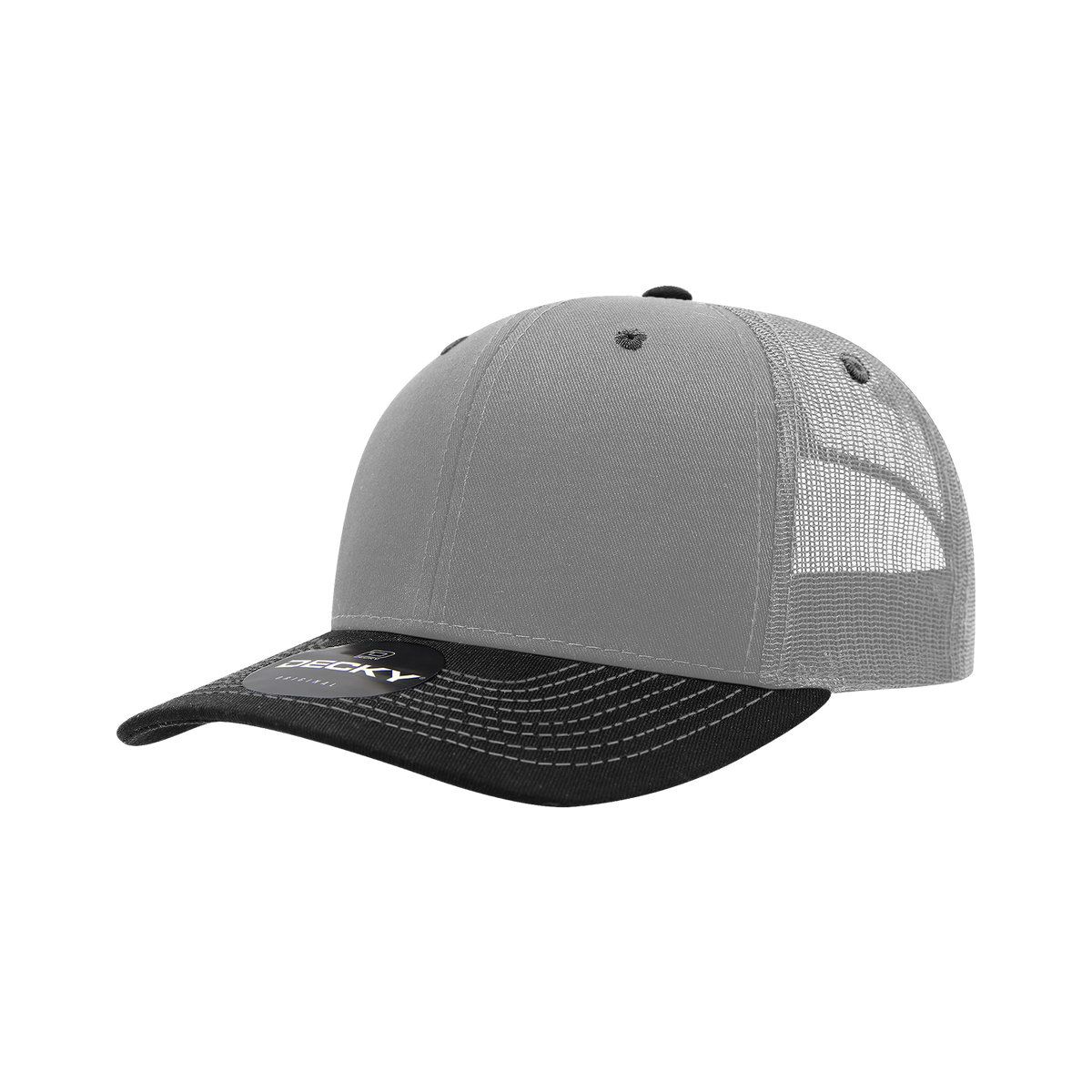 Decky 6031 6 Panel Mid Profile Structured Contra-Stitch Trucker - Black