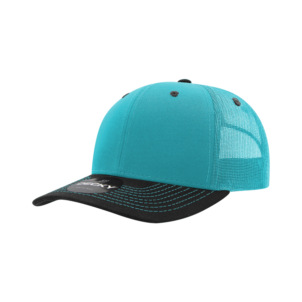 Decky 6031 6 Panel Mid Profile Structured Contra-Stitch Trucker - Tea/Blk