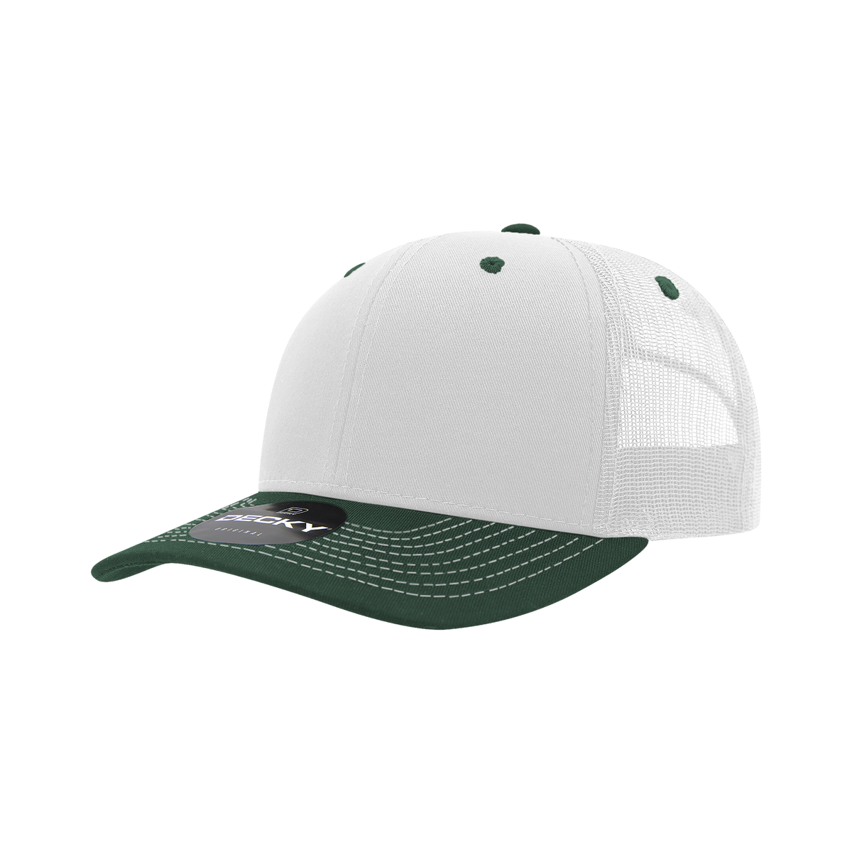 Decky 6031 6 Panel Mid Profile Structured Contra-Stitch Trucker - Wht/For