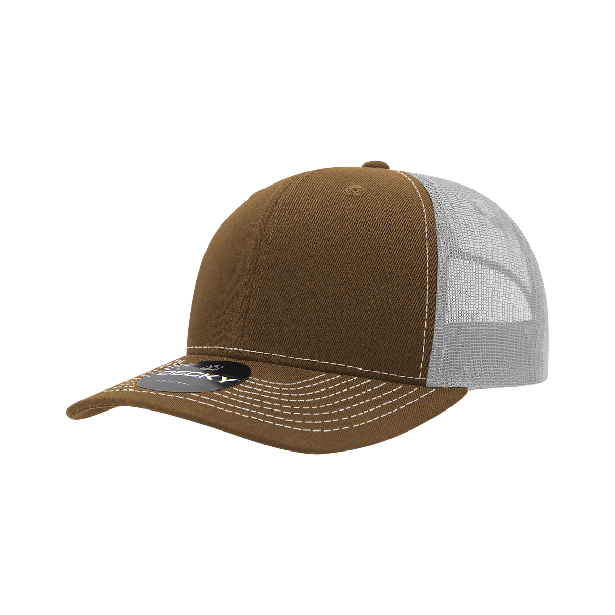 Decky 6031 6 Panel Mid Profile Structured Contra-Stitch Trucker - Brn/Wht