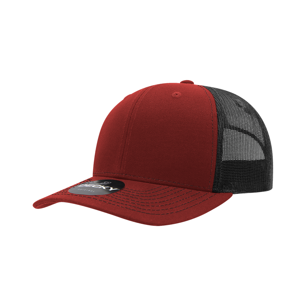 Decky 6031 6 Panel Mid Profile Structured Contra-Stitch Trucker - Car/Blk