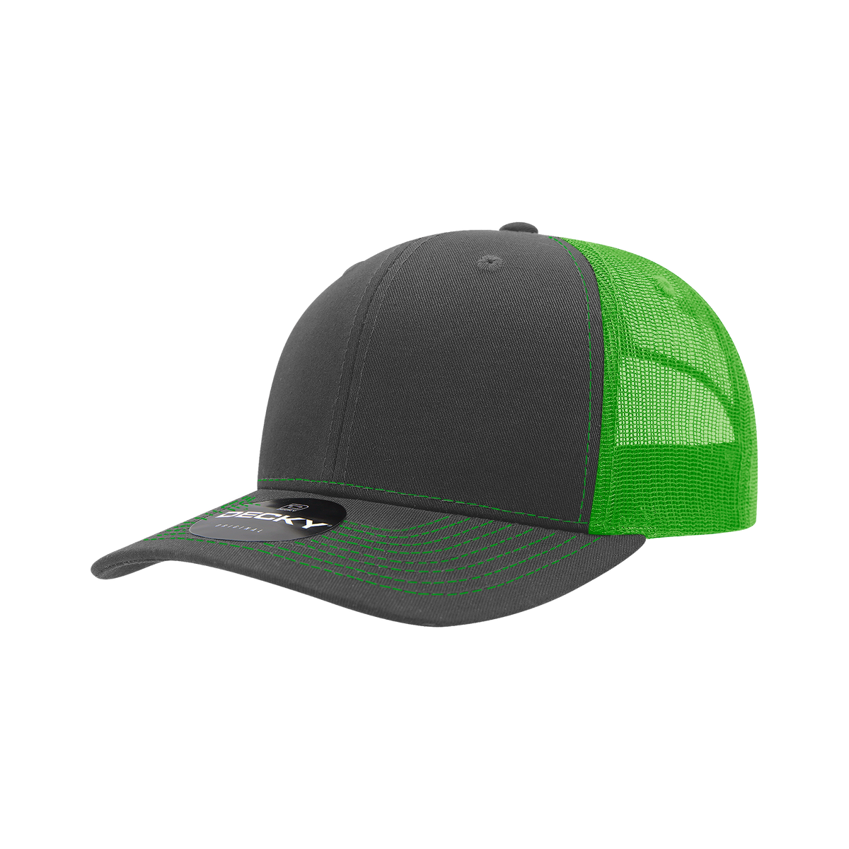 Decky 6031 6 Panel Mid Profile Structured Contra-Stitch Trucker - Cha/Kel