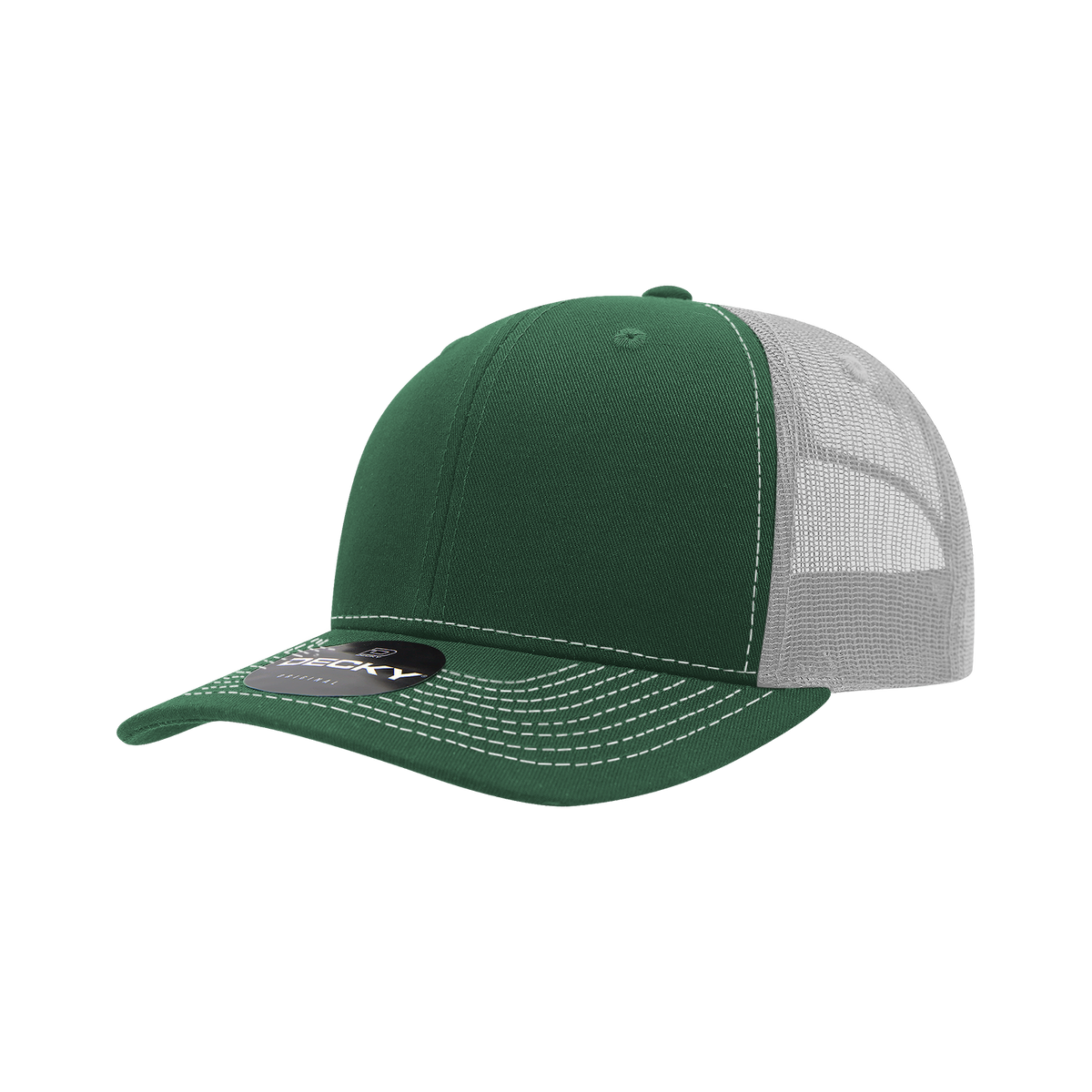 Decky 6031 6 Panel Mid Profile Structured Contra-Stitch Trucker - For/Wht