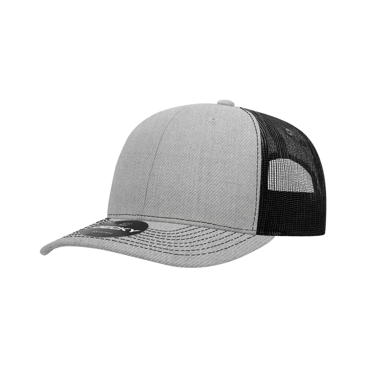 Decky 6031 6 Panel Mid Profile Structured Contra-Stitch Trucker - Hgy/Blk
