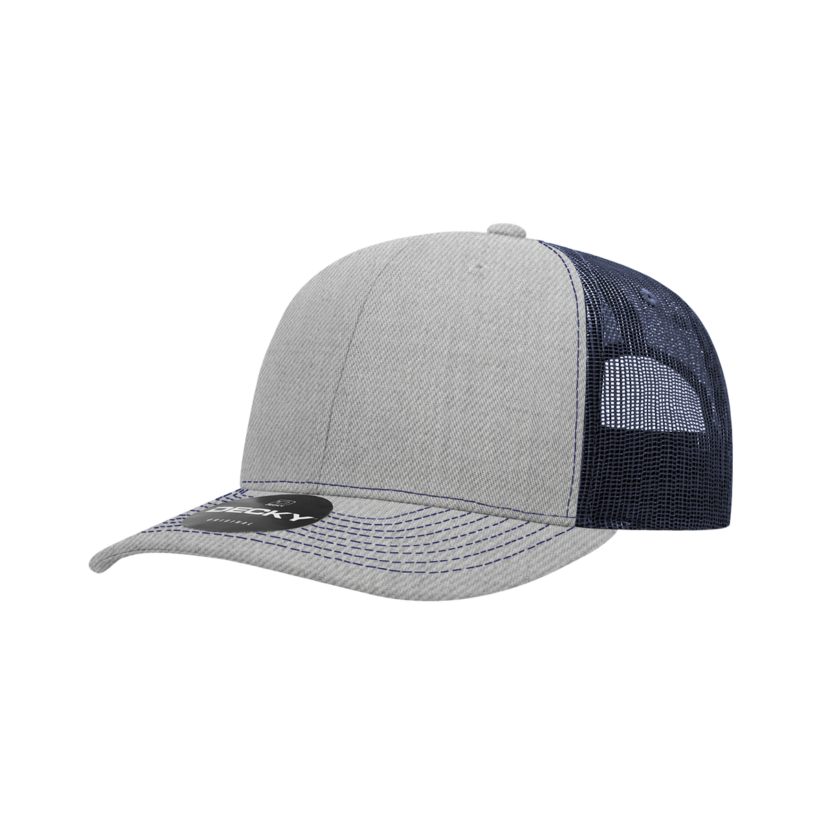 Decky 6031 6 Panel Mid Profile Structured Contra-Stitch Trucker - Hgy/Nvy