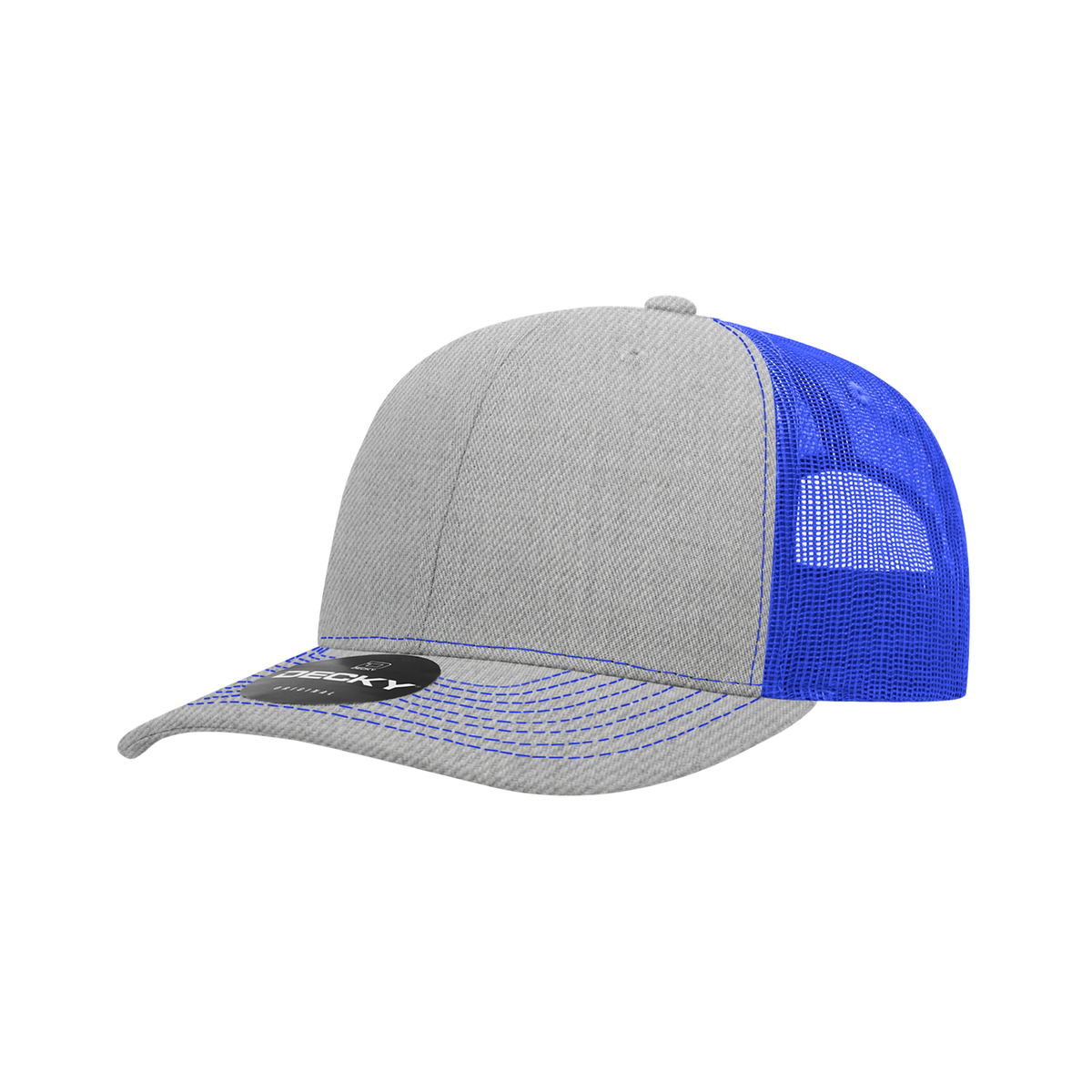 Decky 6031 6 Panel Mid Profile Structured Contra-Stitch Trucker - Hgy/Ryl