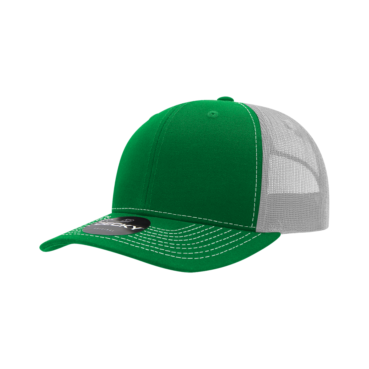 Decky 6031 6 Panel Mid Profile Structured Contra-Stitch Trucker - Kel/Wht