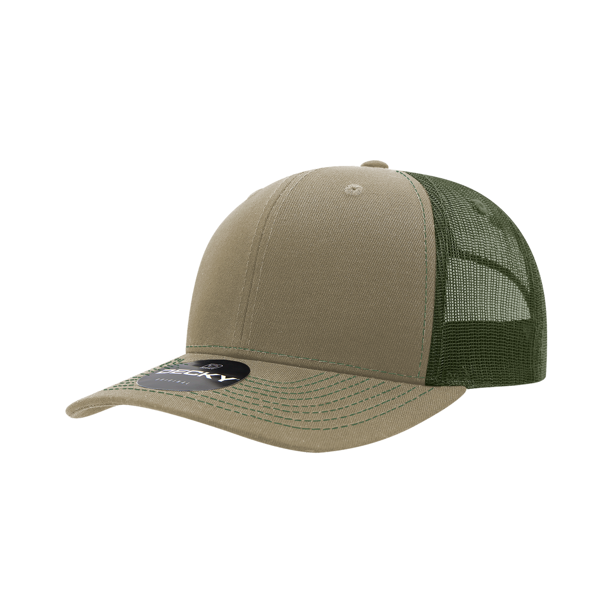 Decky 6031 6 Panel Mid Profile Structured Contra-Stitch Trucker - Kha/For